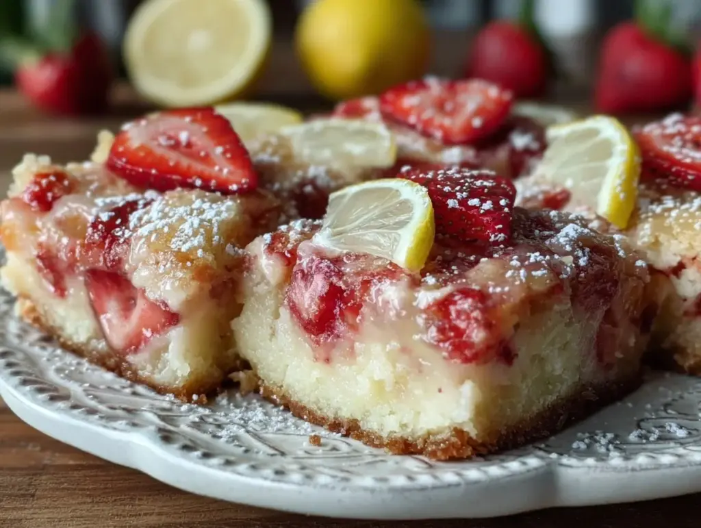 zesty strawberry lemonade bars - featured image