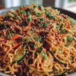asian sesame noodle salad - featured image