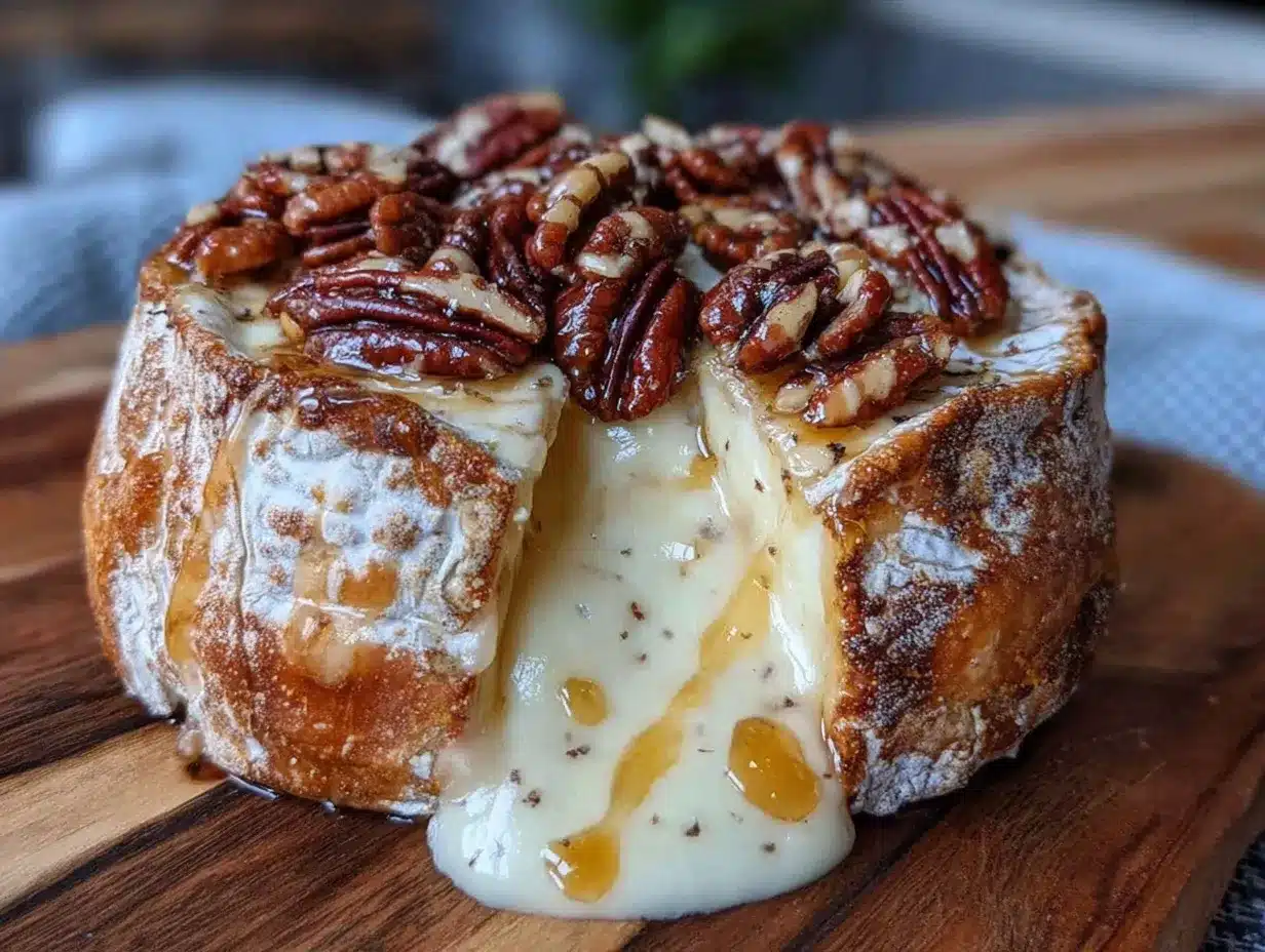 baked brie with hot honey and toasted pecans preparation steps