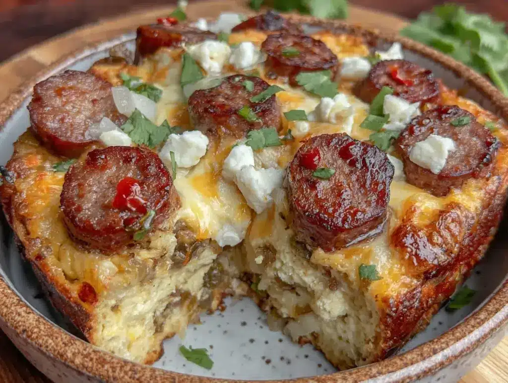 black bean chorizo breakfast casserole - featured image