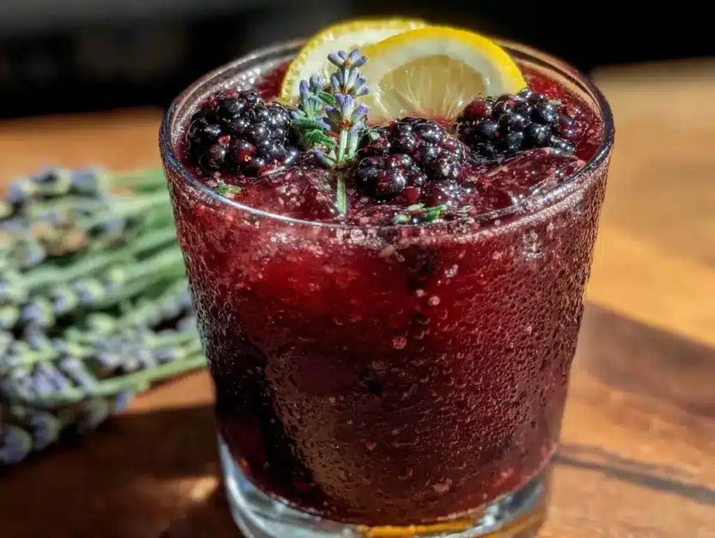 blackberry lavender lemonade cocktail - featured image