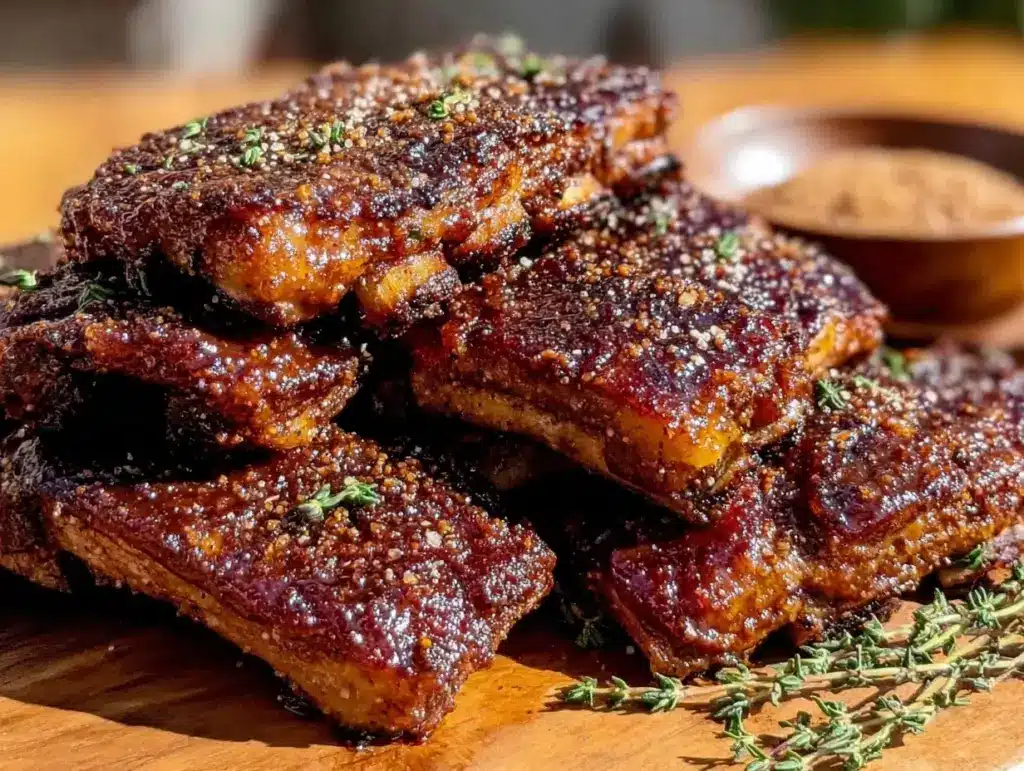 bourbon brown sugar bbq ribs - featured image