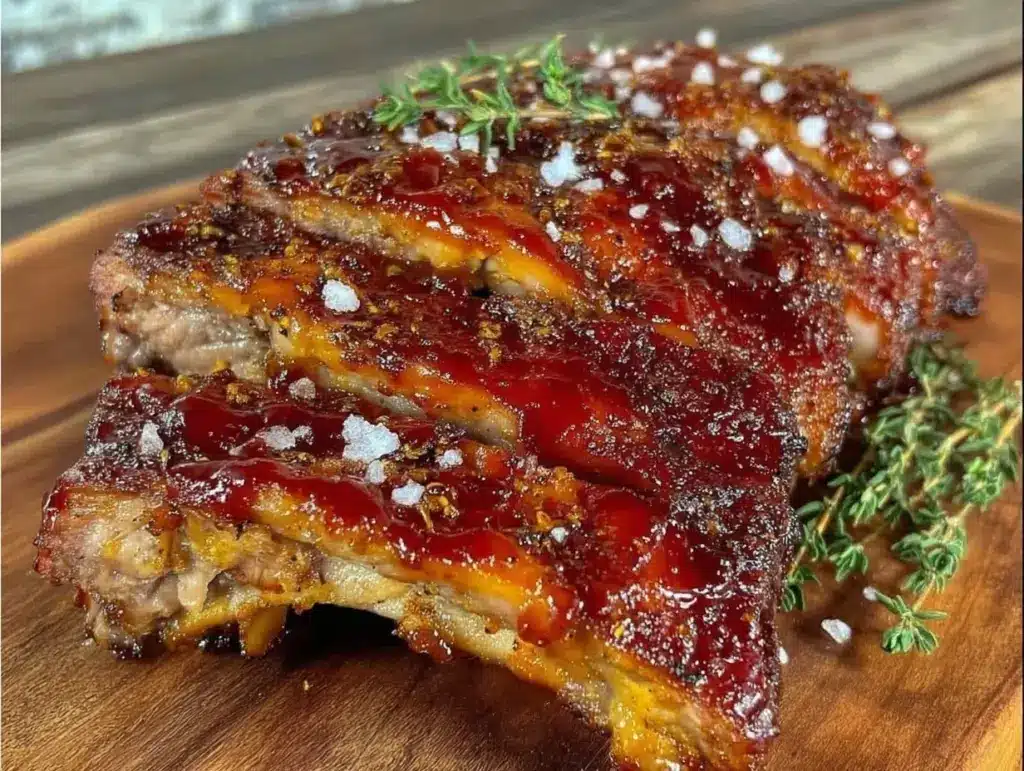 bourbon glazed baby back ribs - featured image