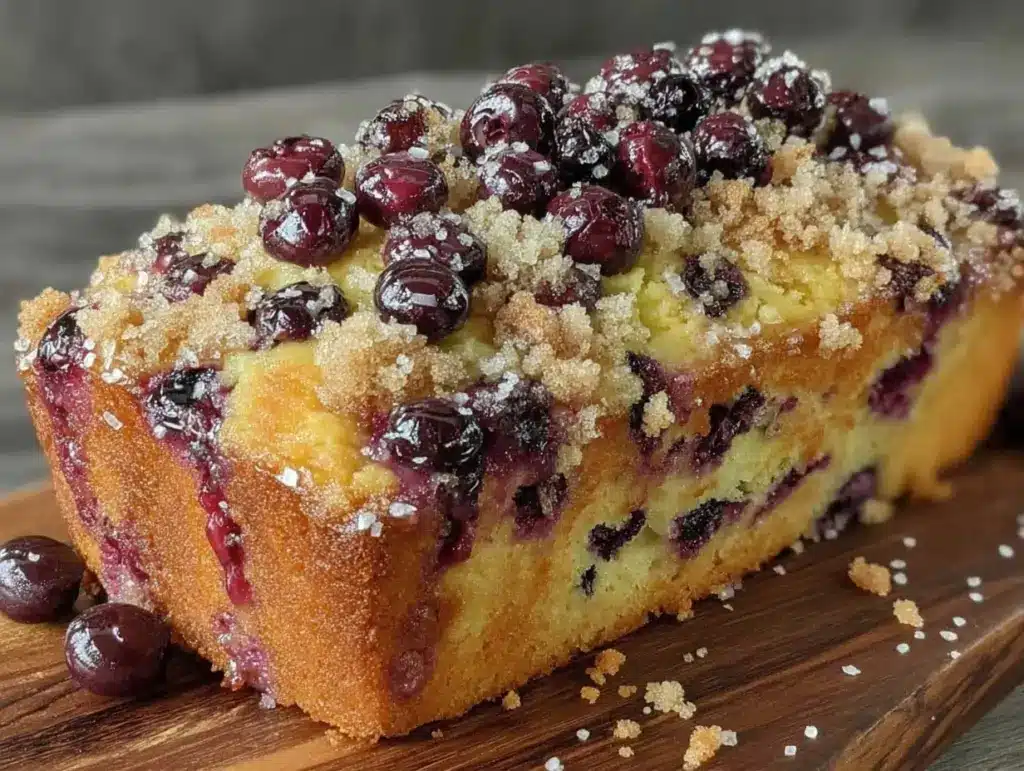 brown butter blueberry lemon loaf cake - featured image