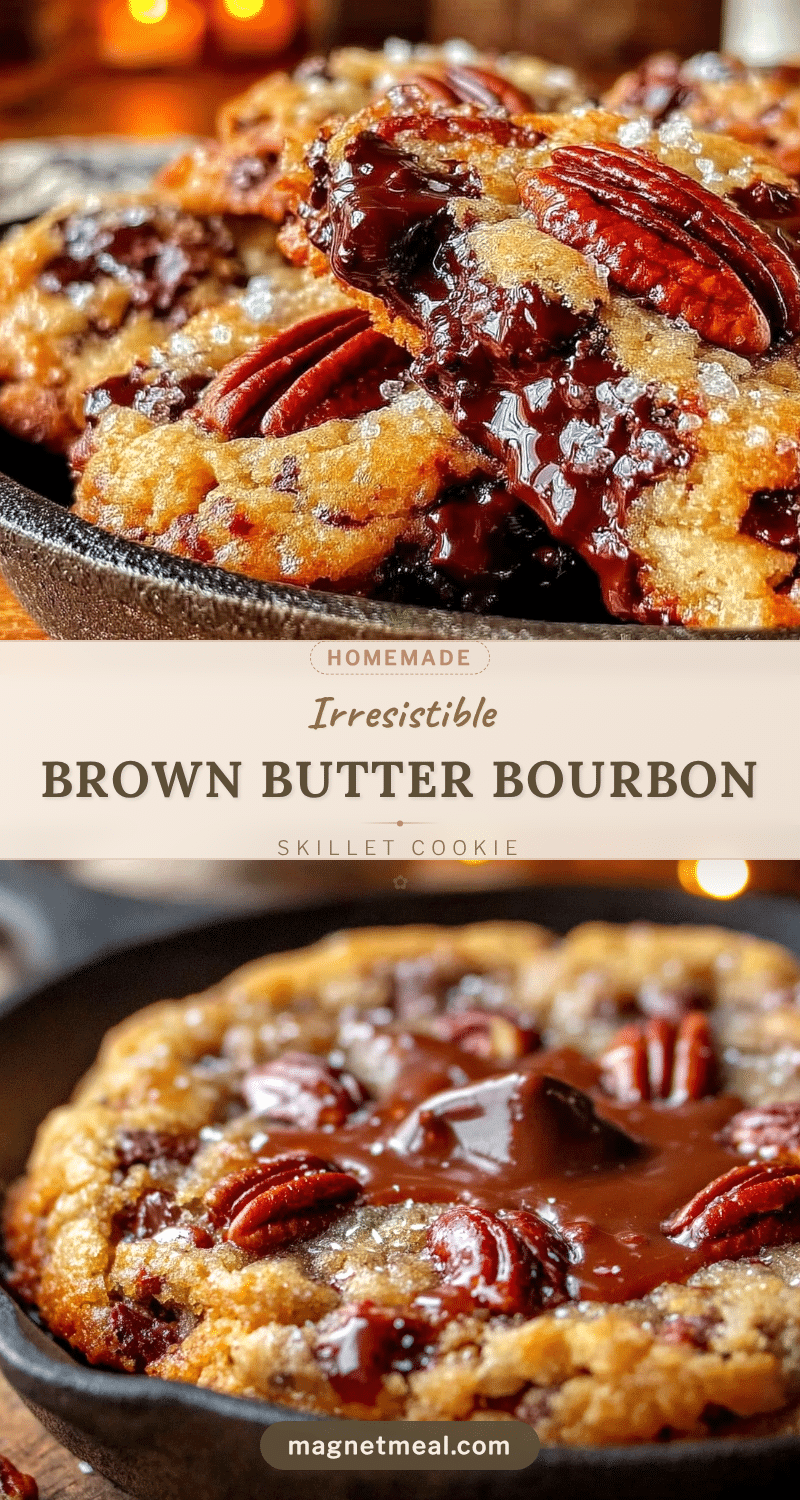 brown butter bourbon pecan chocolate chip skillet cookie recipe