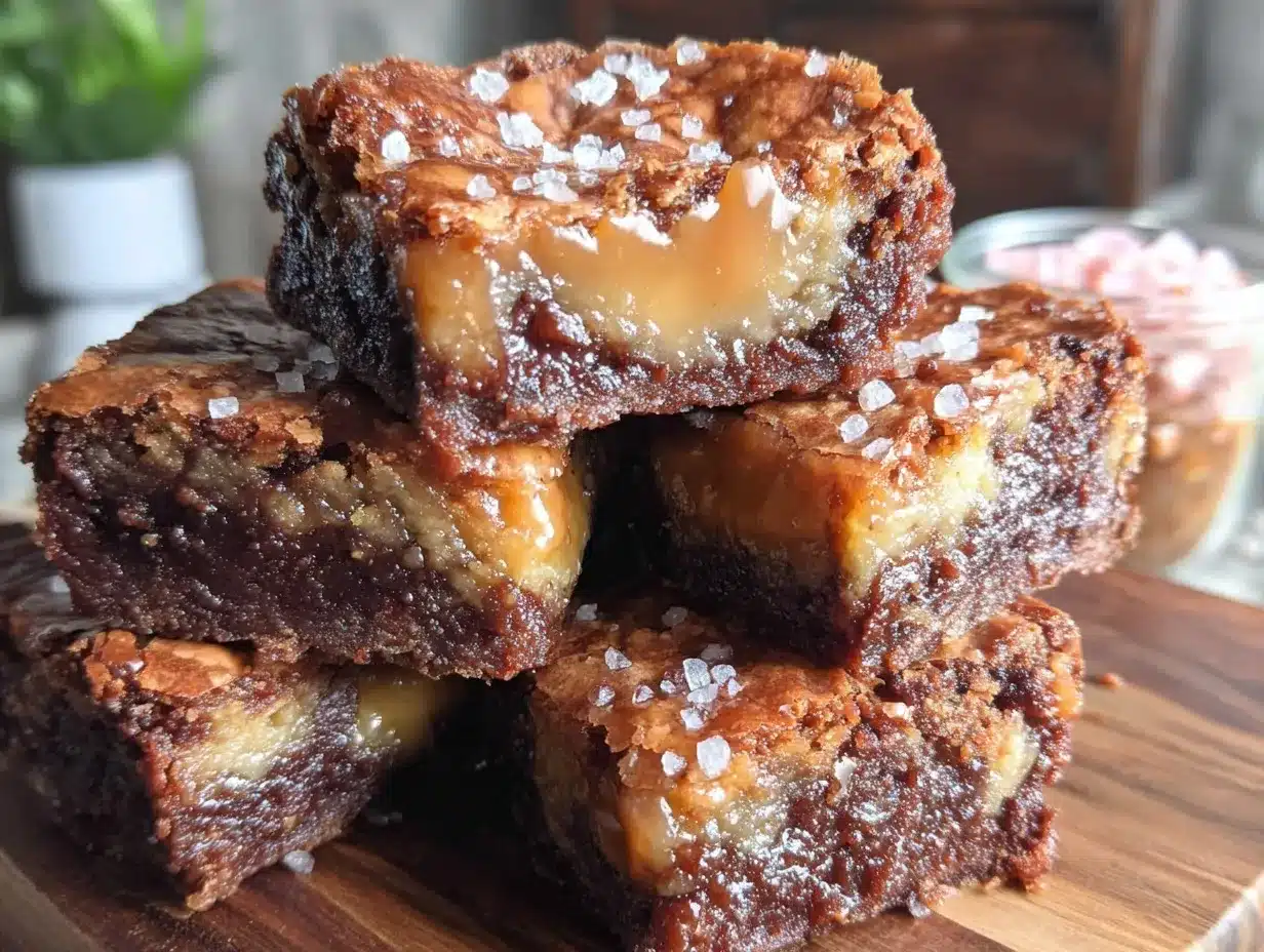 brown butter bourbon salted caramel brownies preparation steps