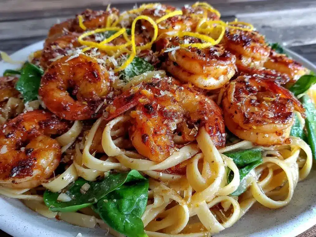 brown butter garlic shrimp pasta - featured image