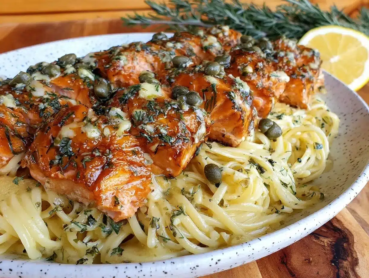 brown butter lemon herb salmon pasta preparation steps