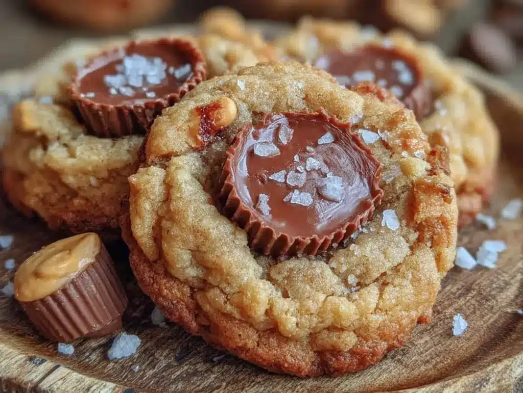 brown butter peanut butter cup cookies - featured image