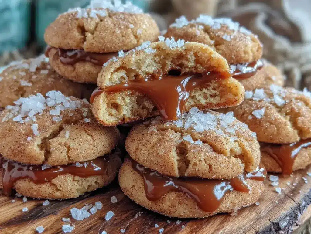 brown butter salted caramel snickerdoodle cookies - featured image