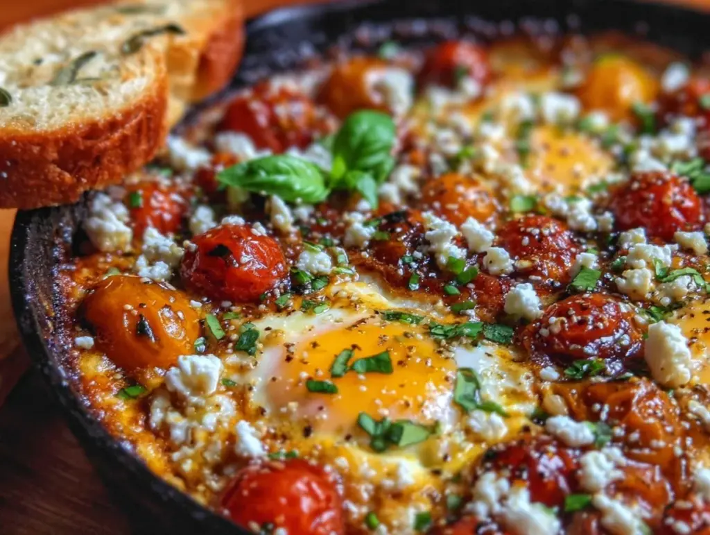 brown butter tomato feta egg skillet - featured image