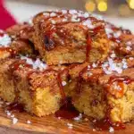 brown butter whiskey salted caramel blondies - featured image