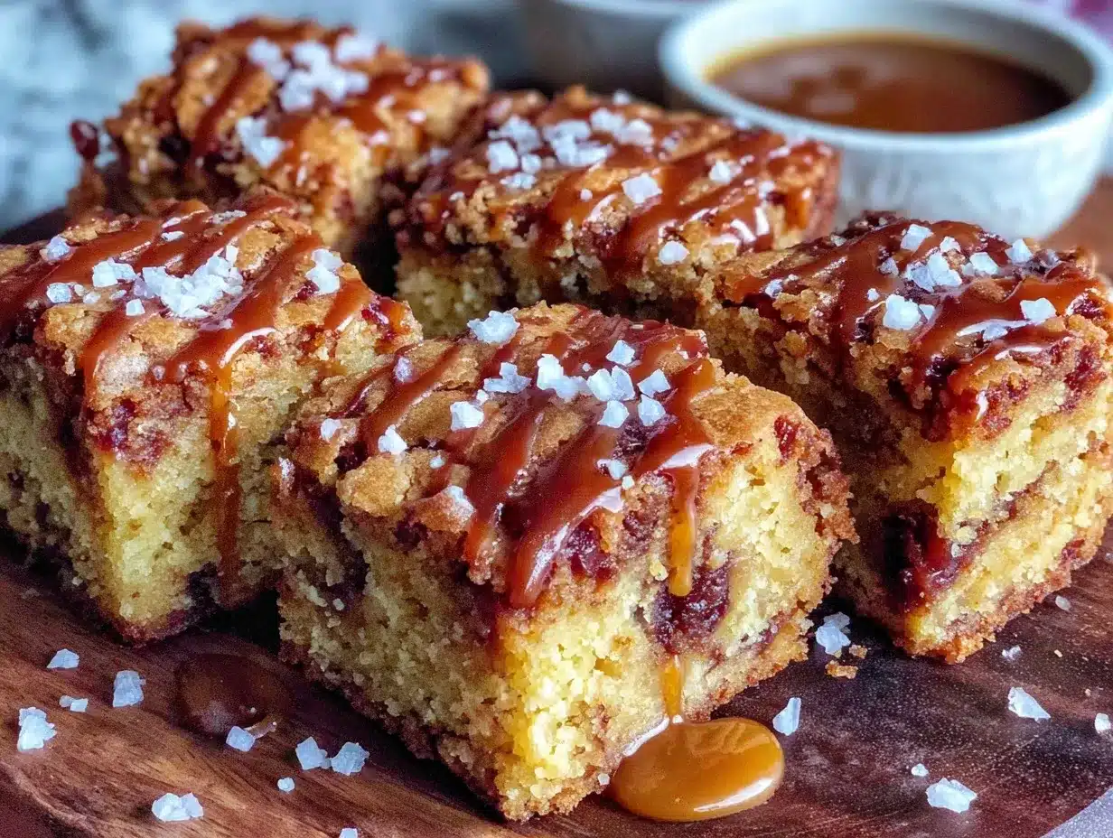 brown butter whiskey salted caramel blondies preparation steps