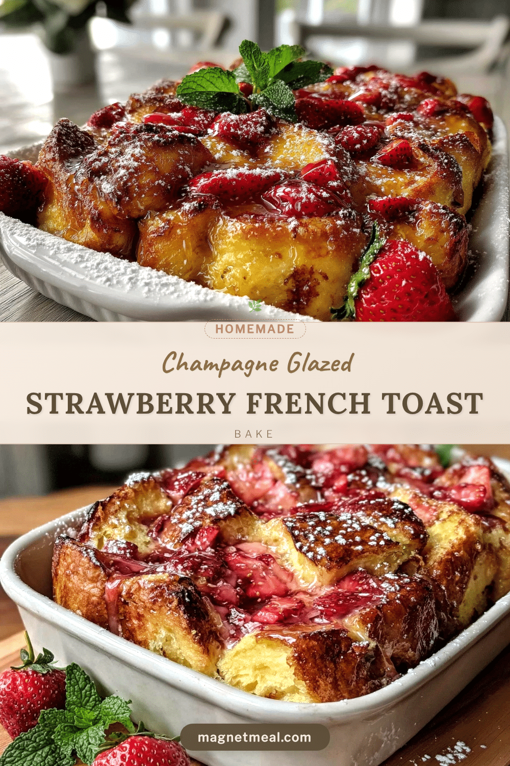 champagne glazed strawberry french toast bake recipe