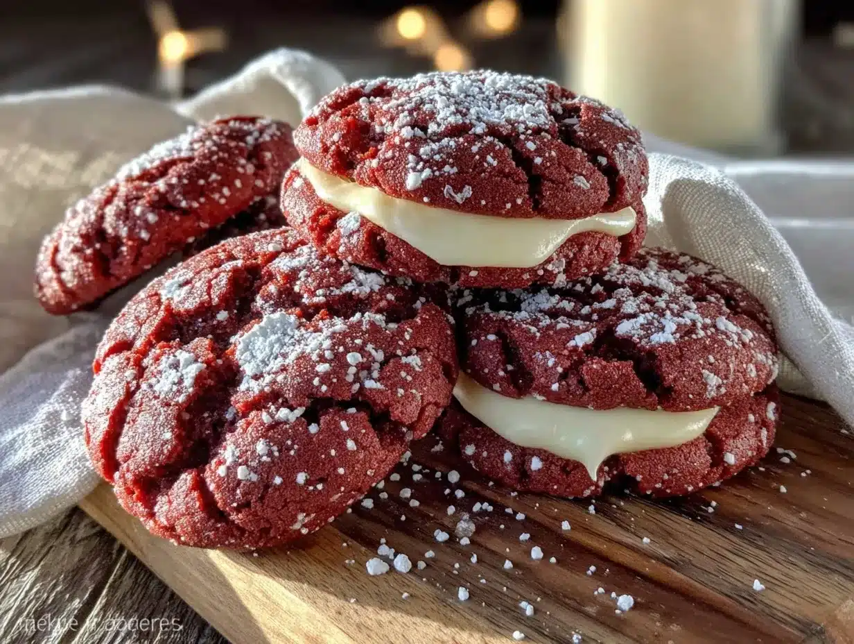 cream cheese stuffed red velvet crinkle cookies preparation steps
