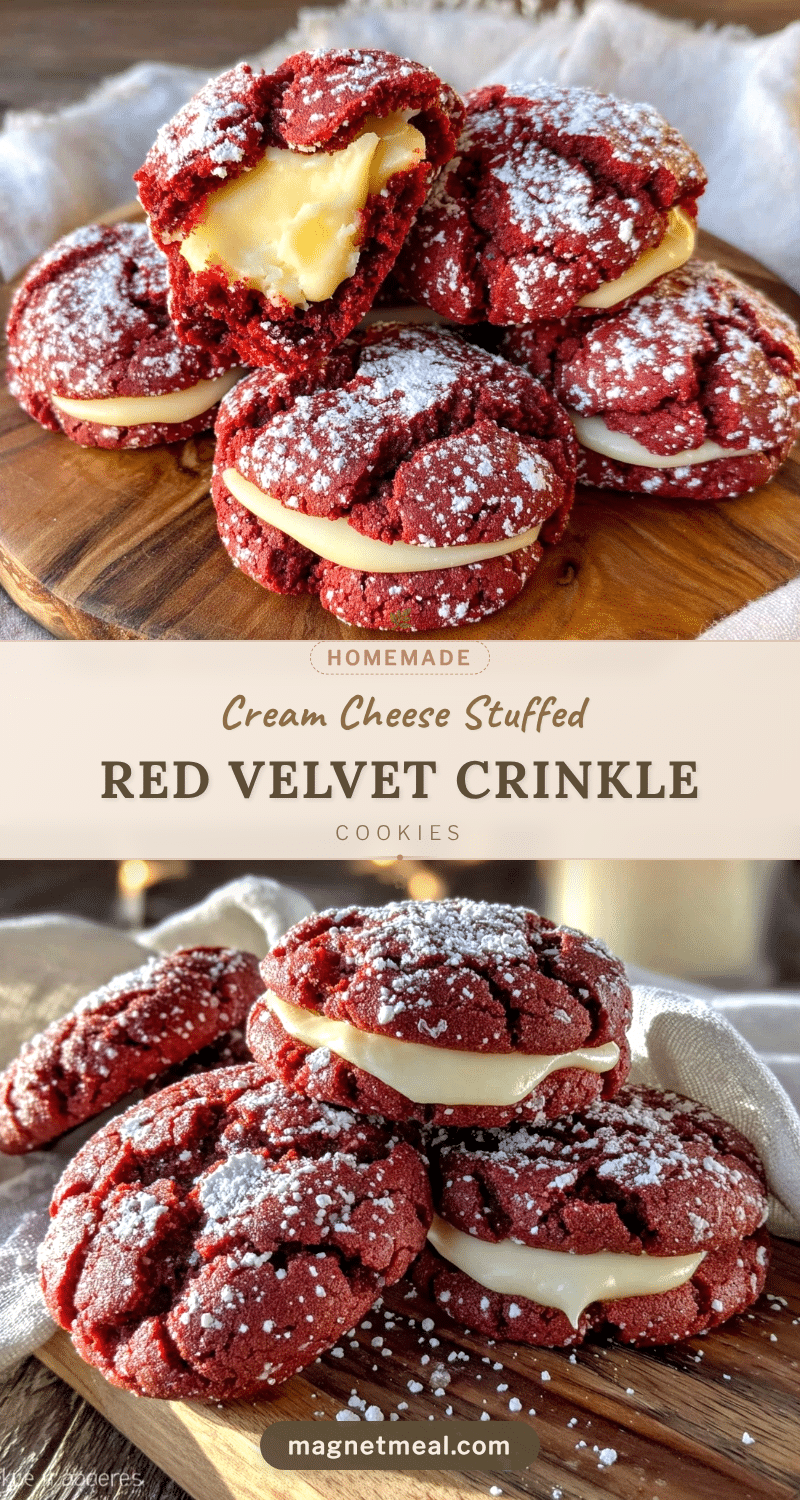 cream cheese stuffed red velvet crinkle cookies recipe