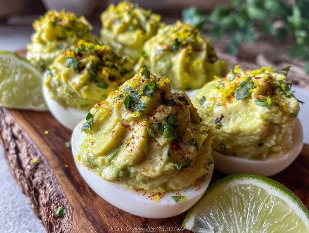 creamy avocado deviled eggs - featured image