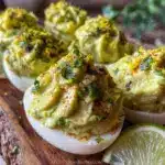 creamy avocado deviled eggs - featured image