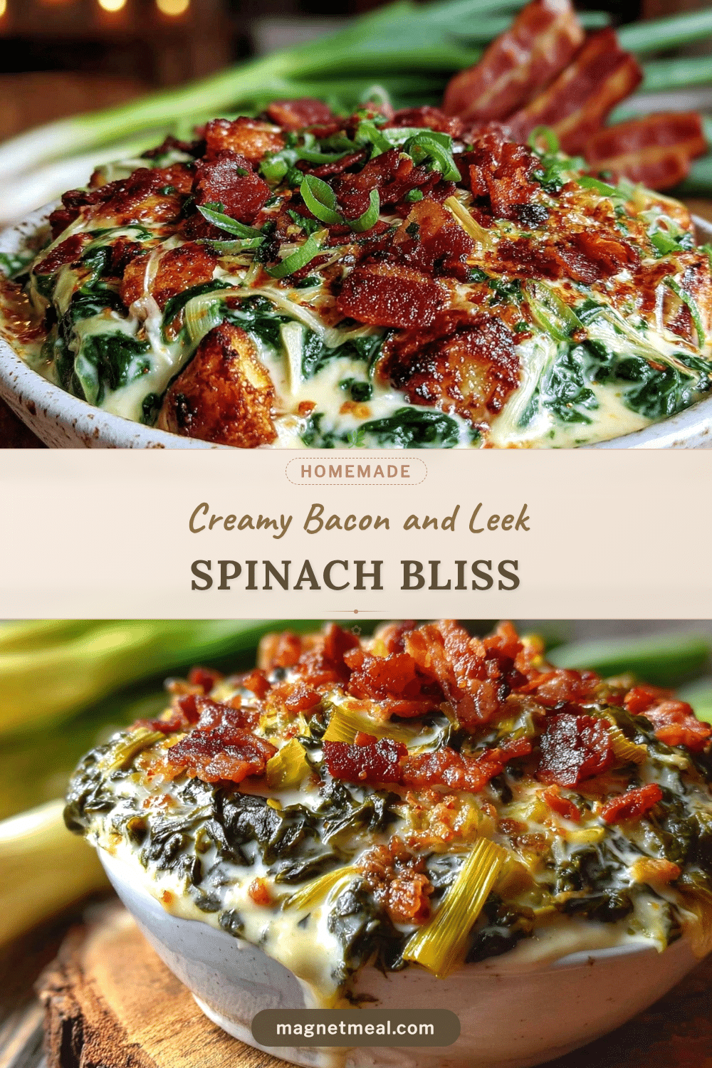 creamy bacon and leek creamed spinach recipe