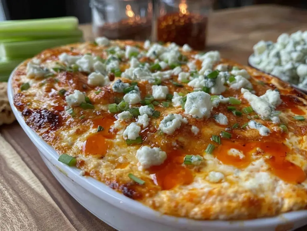 creamy buffalo chicken dip - featured image