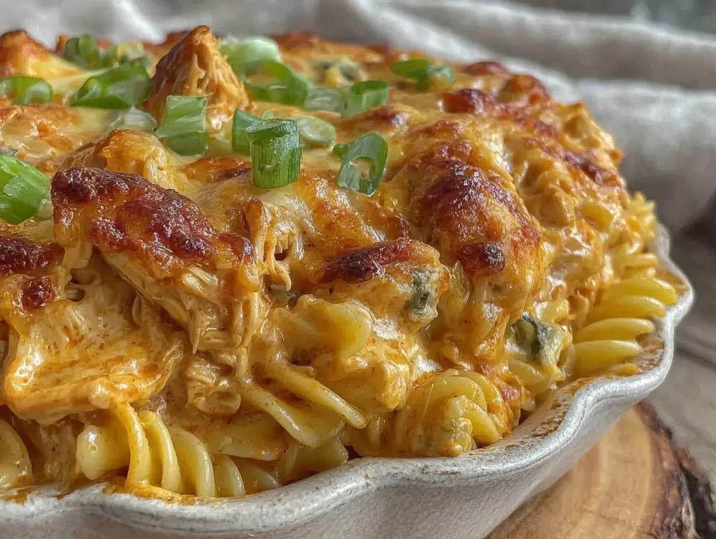 creamy buffalo chicken pasta bake - featured image