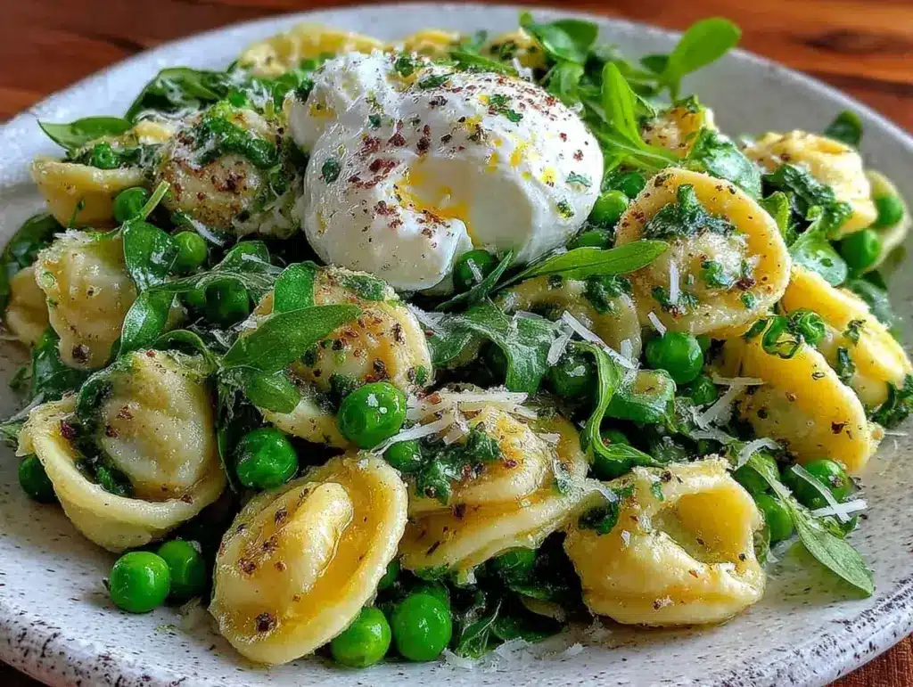 creamy burrata and pea shoot orecchiette - featured image