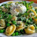 creamy burrata and pea shoot orecchiette - featured image