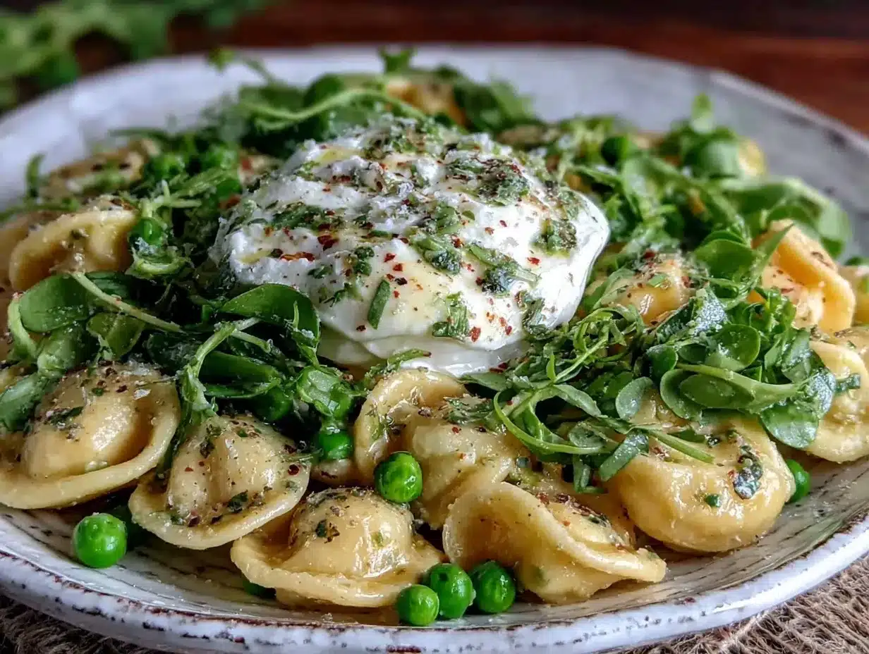 creamy burrata and pea shoot orecchiette preparation steps