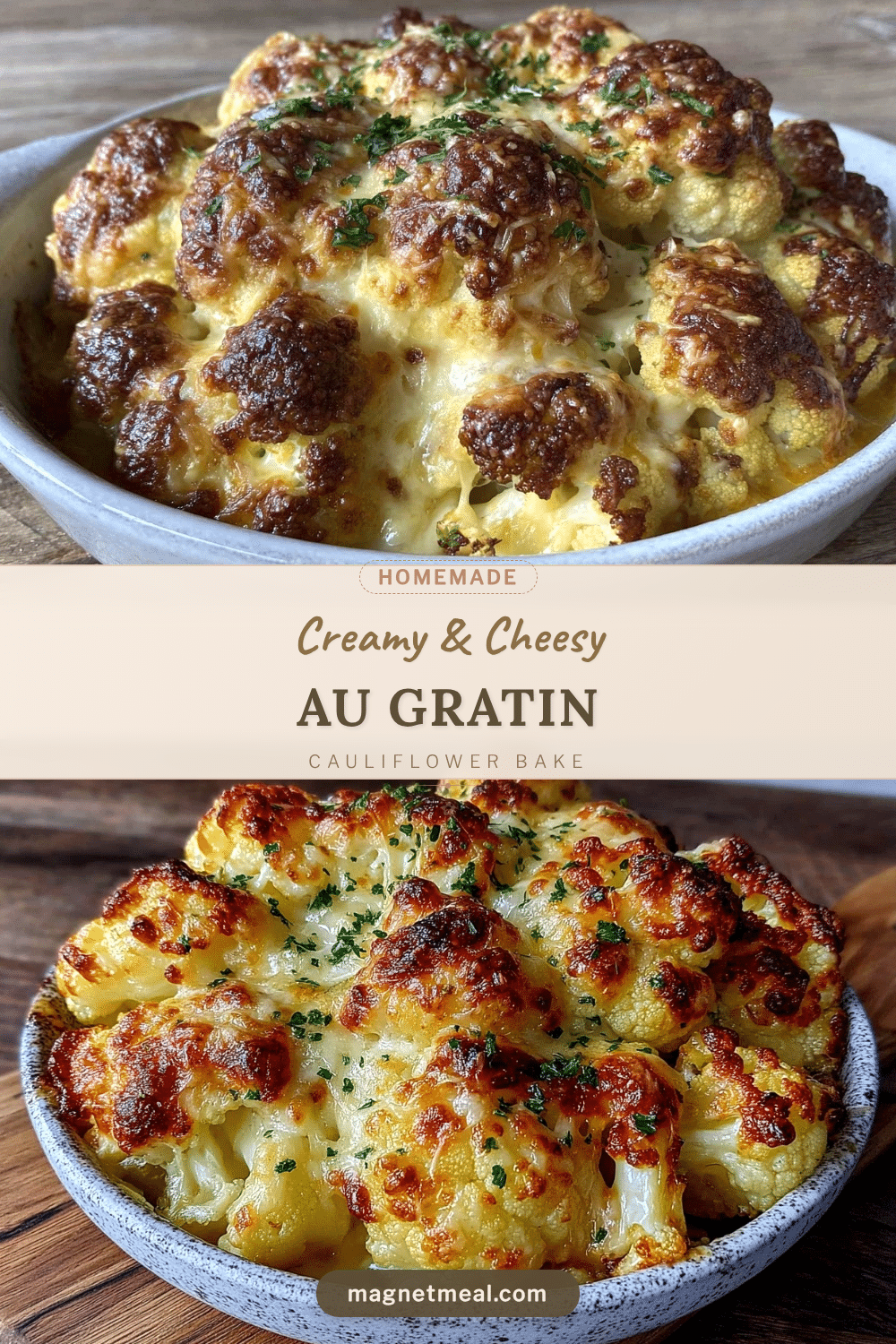 creamy cheesy au gratin cauliflower bake recipe
