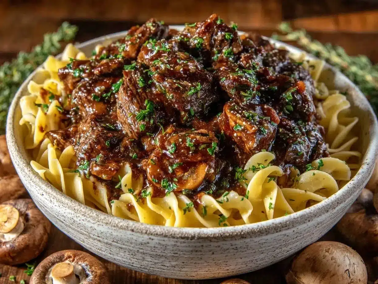 creamy crock pot beef stroganoff preparation steps