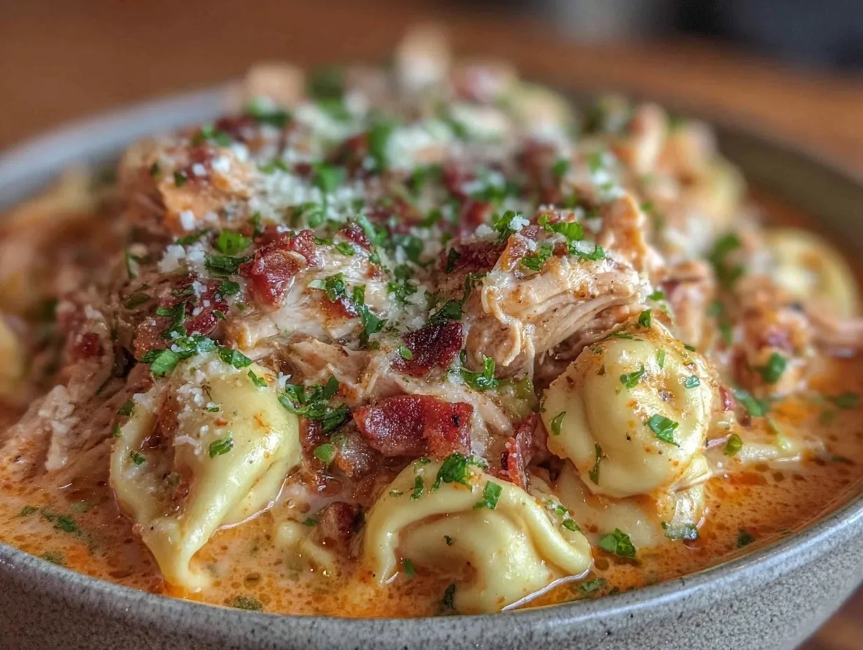 creamy crockpot chicken parmesan soup with tortellini preparation steps