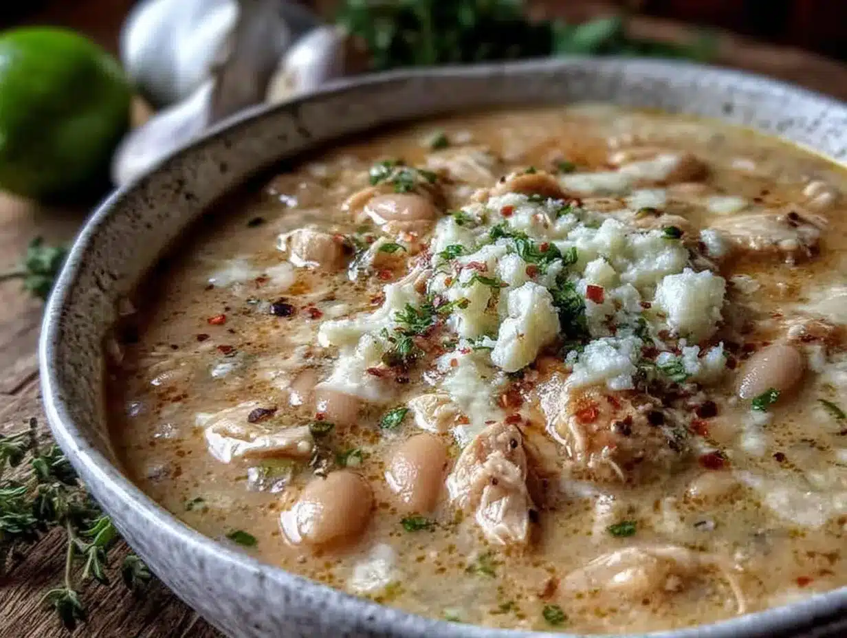 creamy crockpot white bean and chicken chili preparation steps