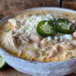 creamy crockpot white chicken chili - featured image