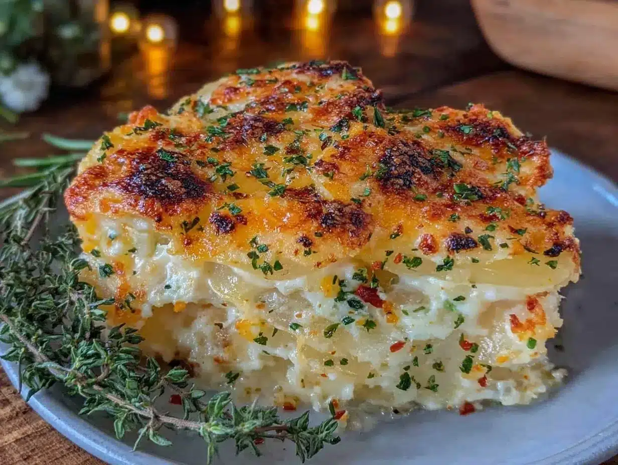 creamy garlic herb scalloped potatoes au gratin preparation steps