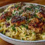 creamy garlic parmesan chicken pasta - featured image