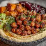 creamy hummus power bowls - featured image