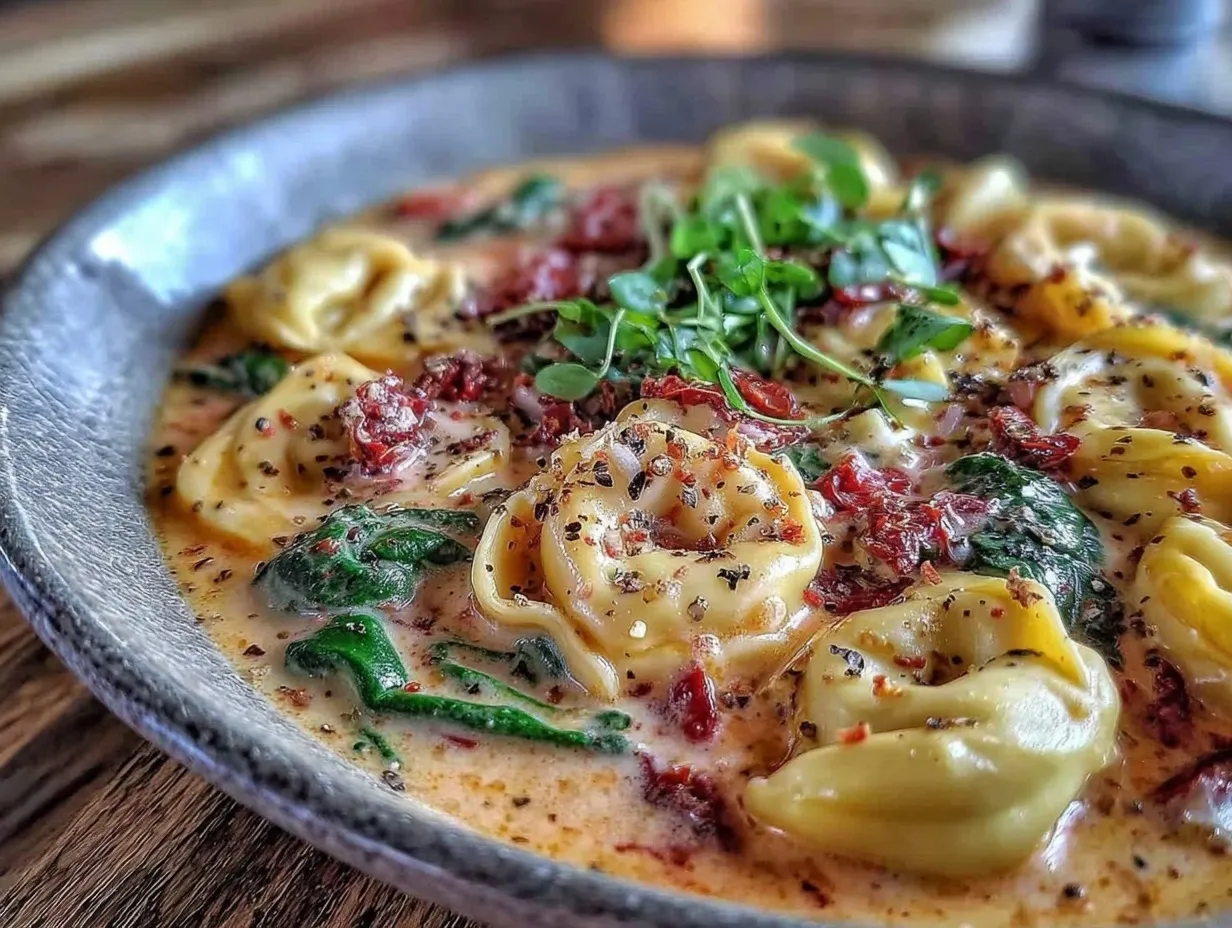 Creamy Instant Pot Tuscan Tortellini Soup preparation steps