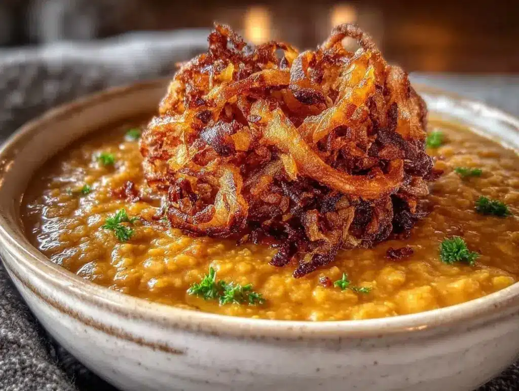 creamy lebanese red lentil soup - featured image