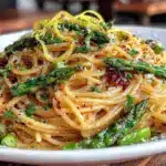 creamy lemon asparagus carbonara - featured image