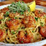 creamy lemon garlic butter shrimp linguine - featured image