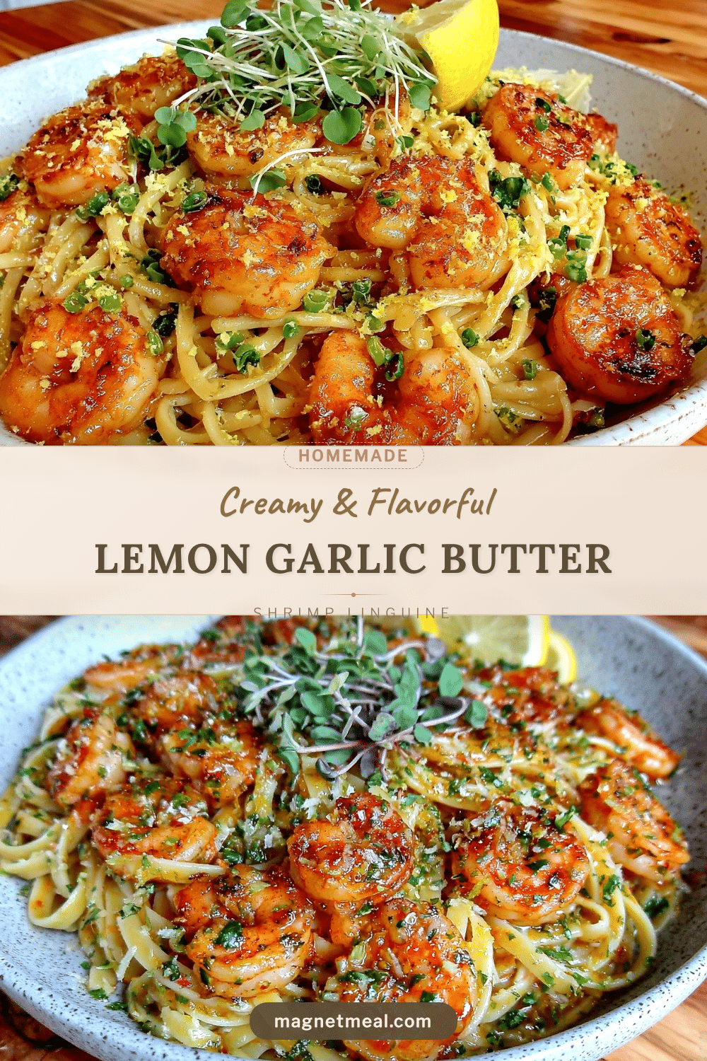 creamy lemon garlic butter shrimp linguine recipe
