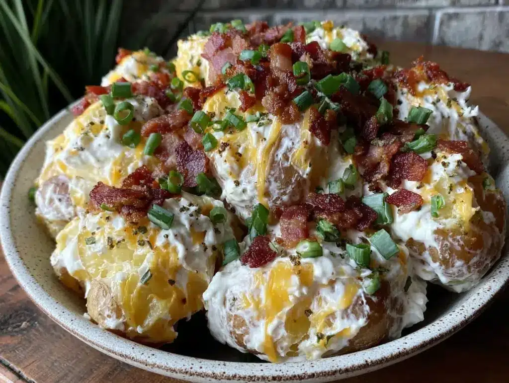 creamy loaded baked potato salad - featured image
