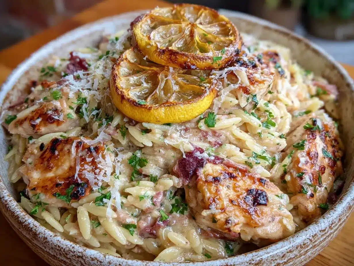 creamy one-pot chicken orzo preparation steps