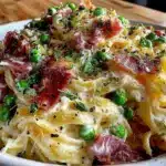 creamy pea and prosciutto mint pasta - featured image