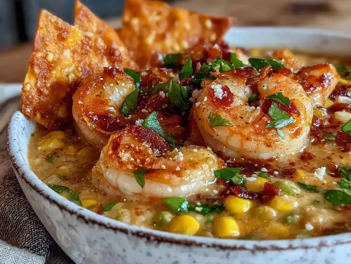 creamy smoky summer corn and shrimp chowder preparation steps