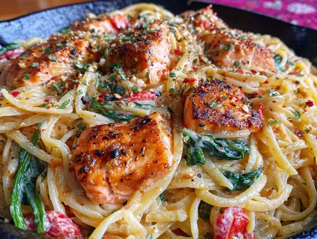 creamy tuscan butter salmon pasta - featured image
