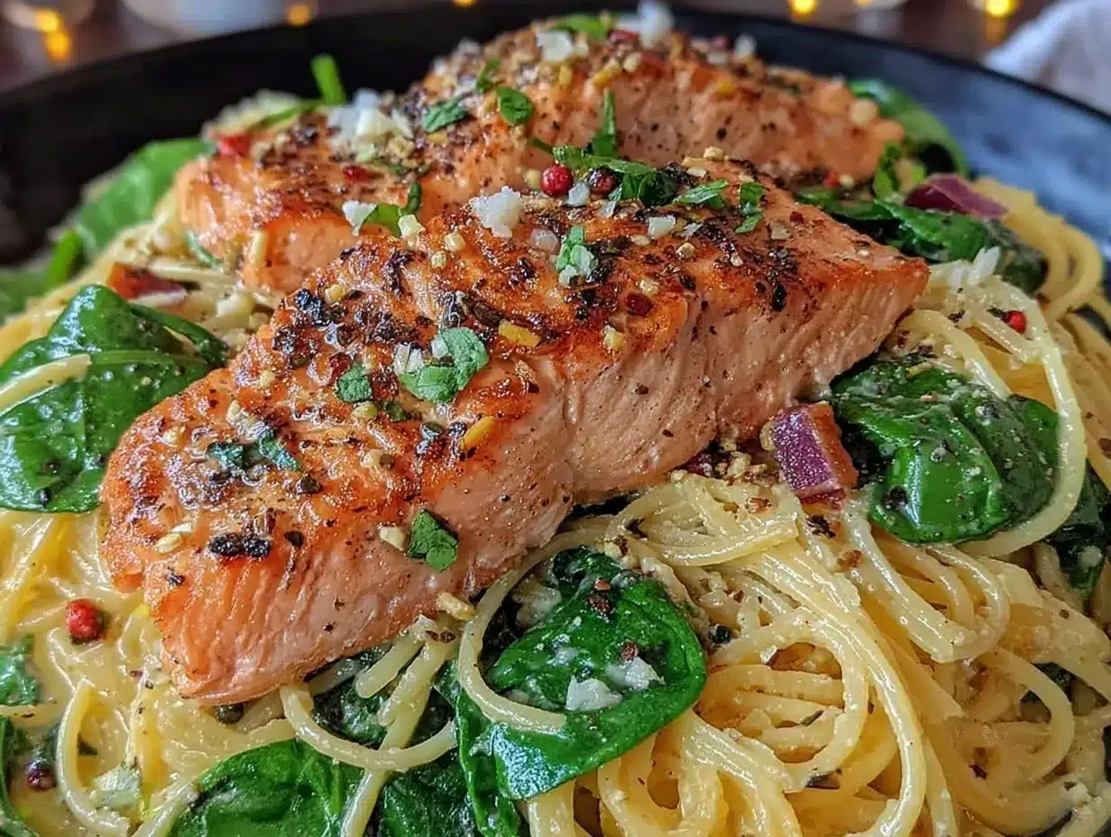 creamy tuscan butter salmon pasta preparation steps