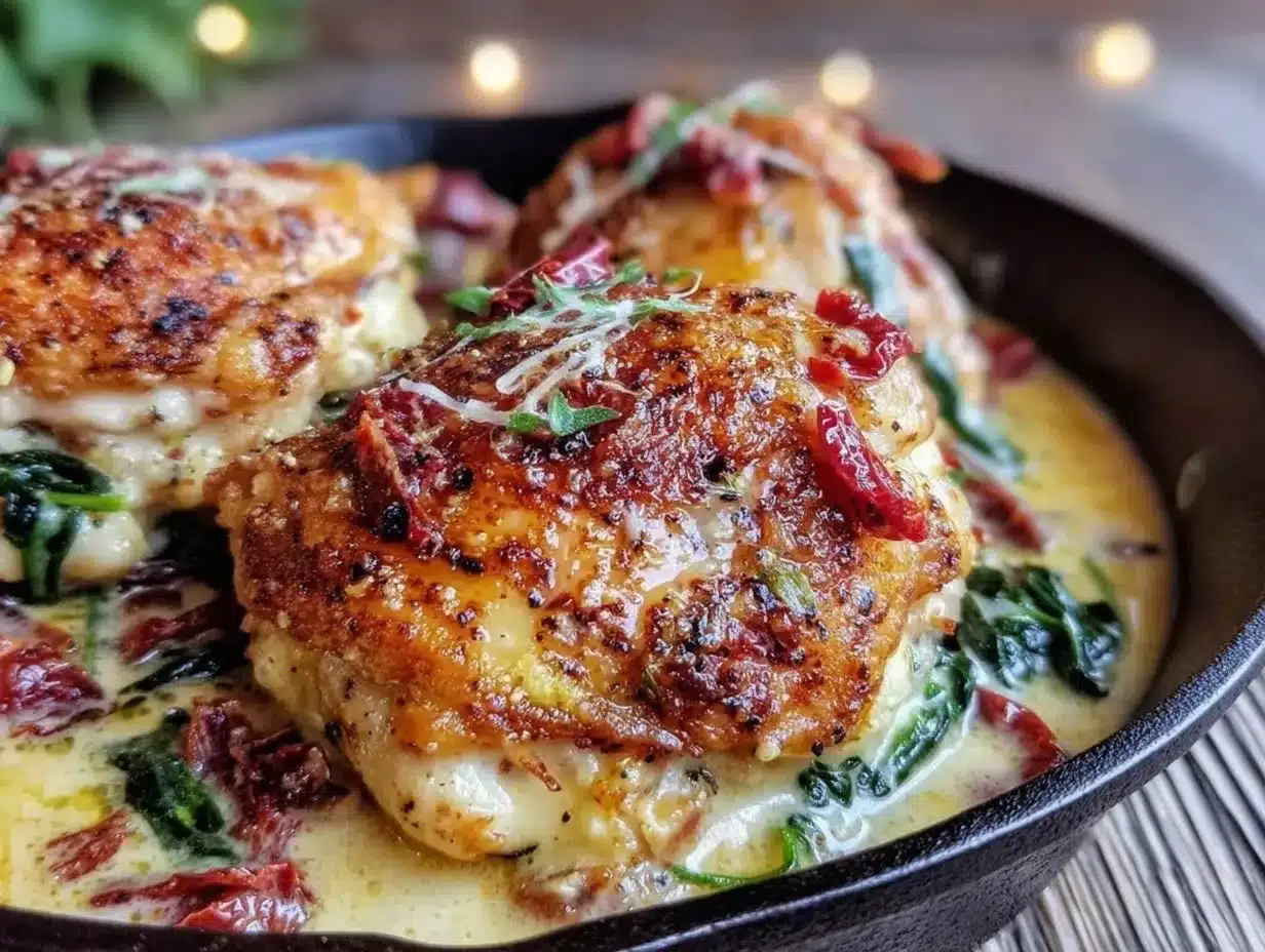 creamy tuscan chicken thighs preparation steps