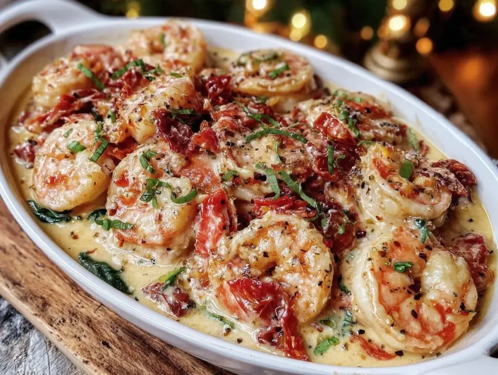 creamy tuscan shrimp - featured image
