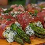 crispy asparagus prosciutto pinwheel bites - featured image